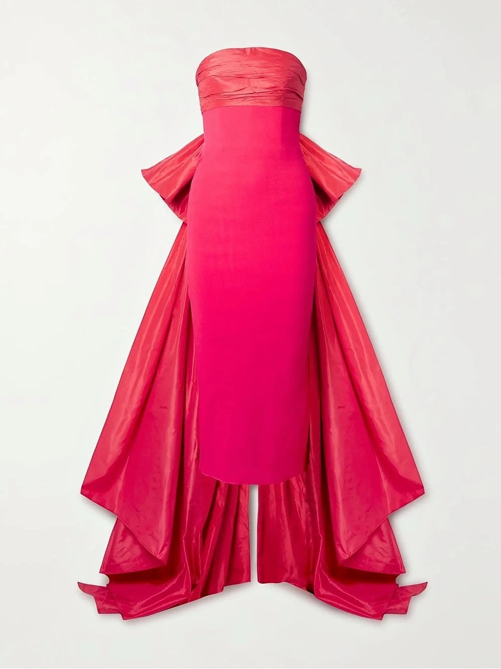 OSCAR DE LA RENTA
Bow-embellished taffeta-trimmed stretch-knit gown. NEW WITH TA